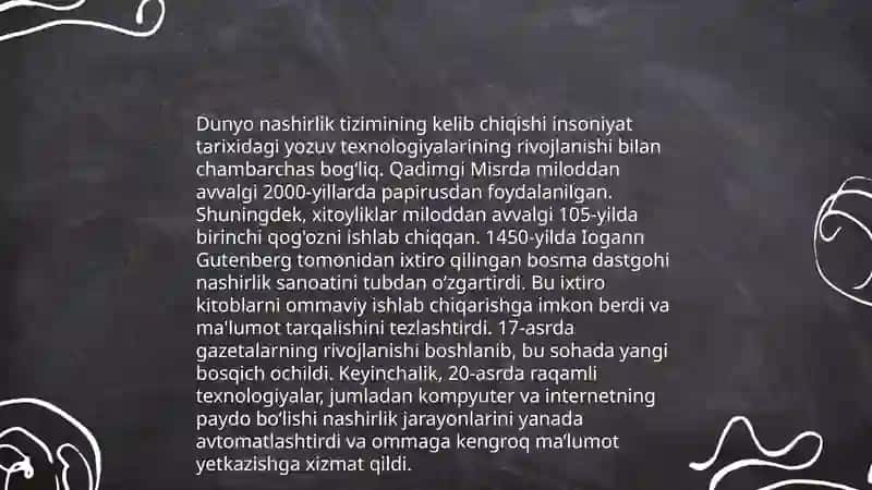 Dunyo noshirlik tizimi tarixi 3