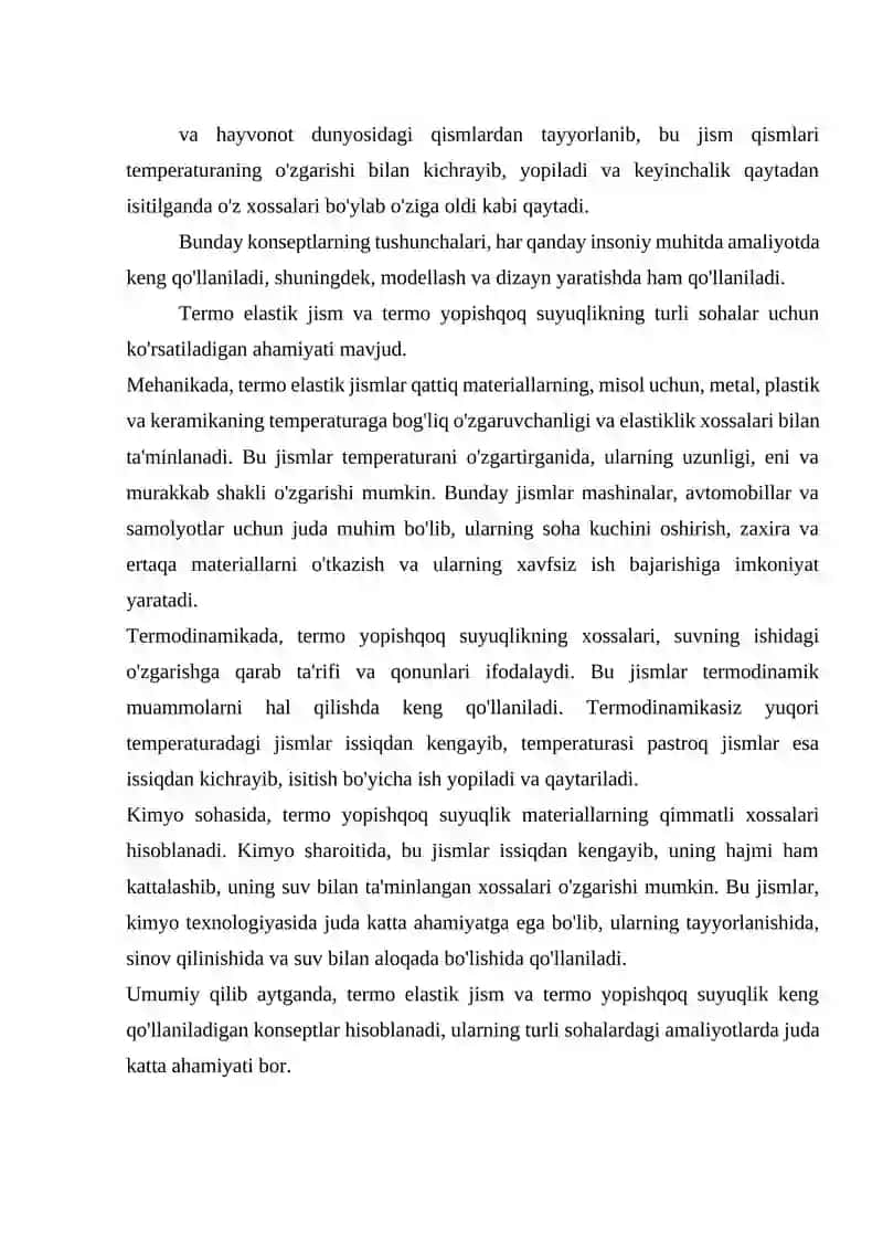Termo elastik jism va termo yopishqoq suyuqliklar 3