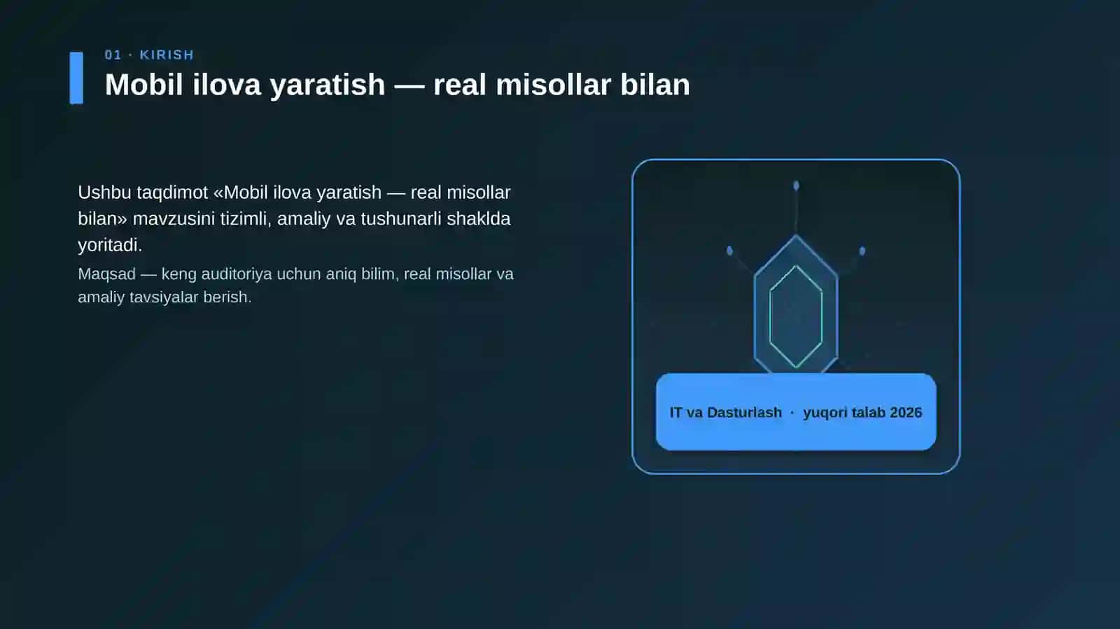 Mobil ilova yaratish — real misollar bilan 3