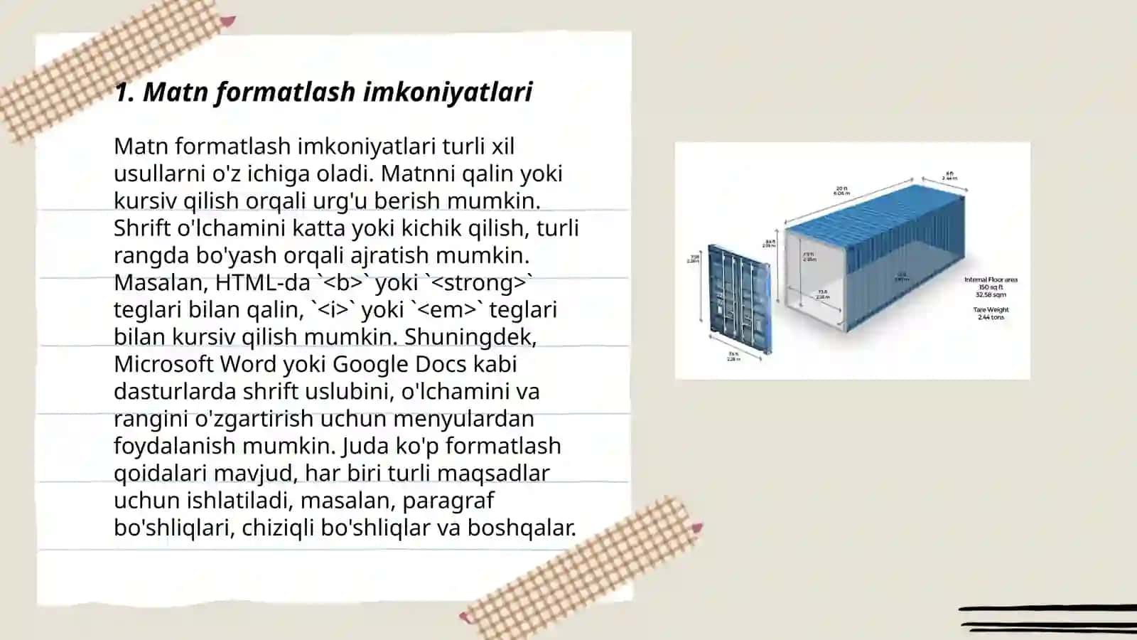 Matn formatlash imkoniyatlari 3