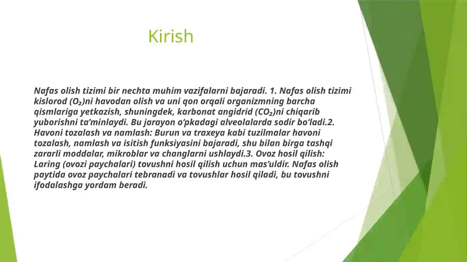 Nafas olish tizimi azolarining qiyosiy gistologik tavsifi 3