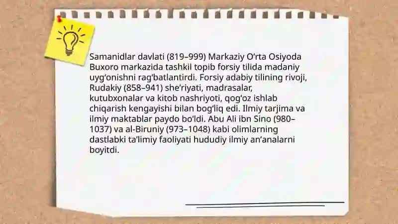 IX-XII asrlarda mamlakatimiz hududida roy bergan madaniy uygonish 3