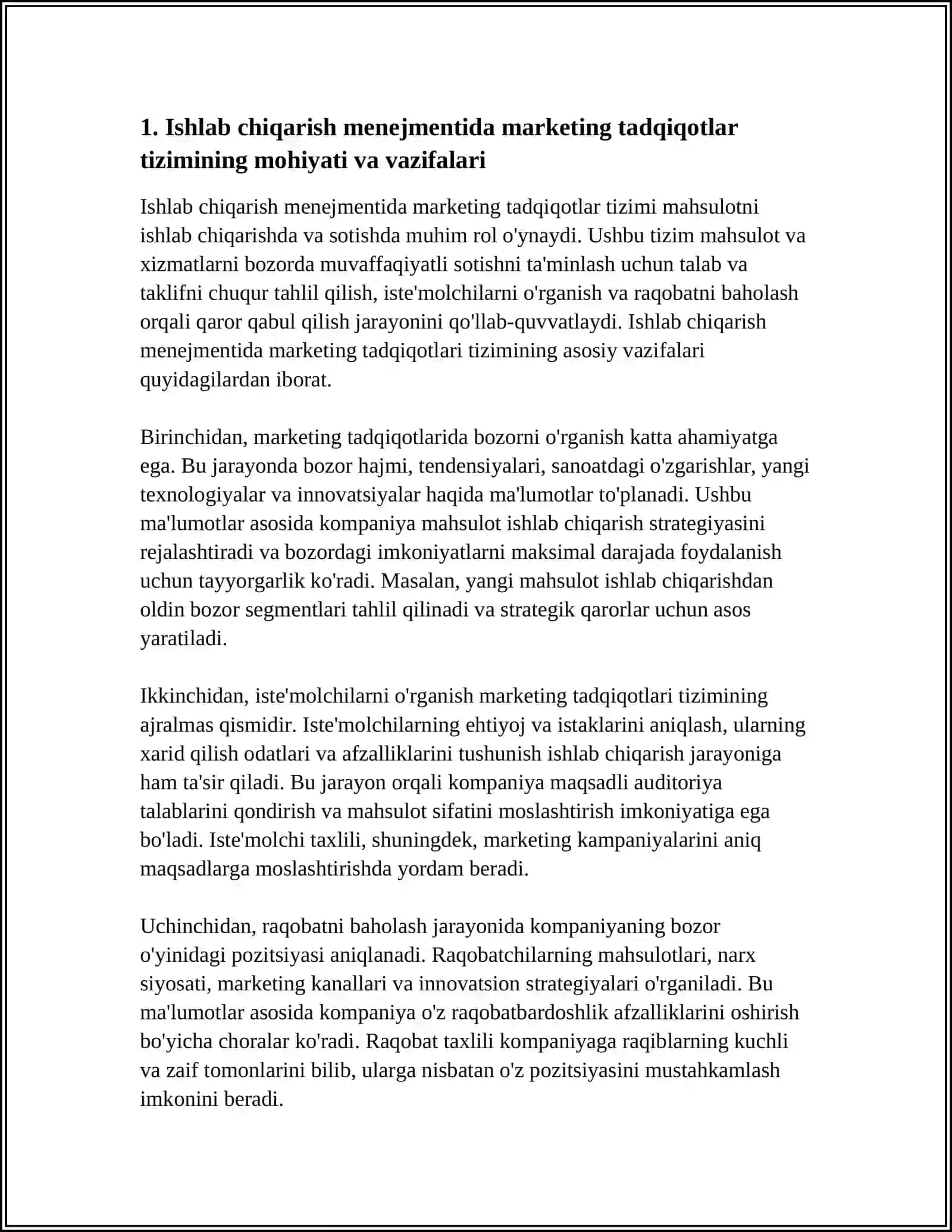 ISHLAB CHIQARISH MENEJMENTIDA MARKETING TADQIQOTLAR TIZIMI 3