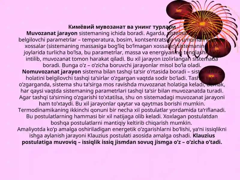 Кимёвий Мувозанат. Массалар Таъсири Қонуни 3