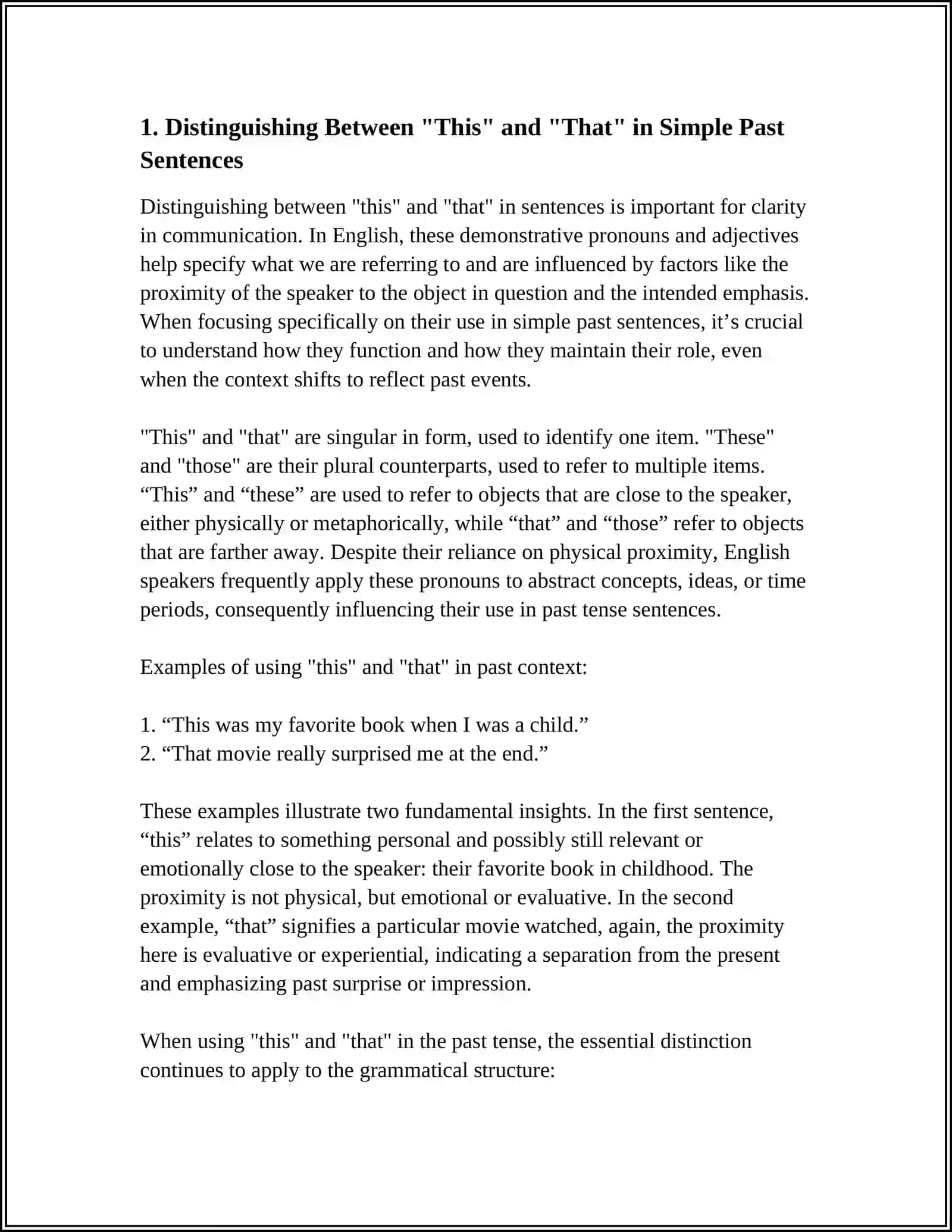 DEMONSTRATIVES: THIS, THAT, THOSE, THESE PAST SIMPLE 3