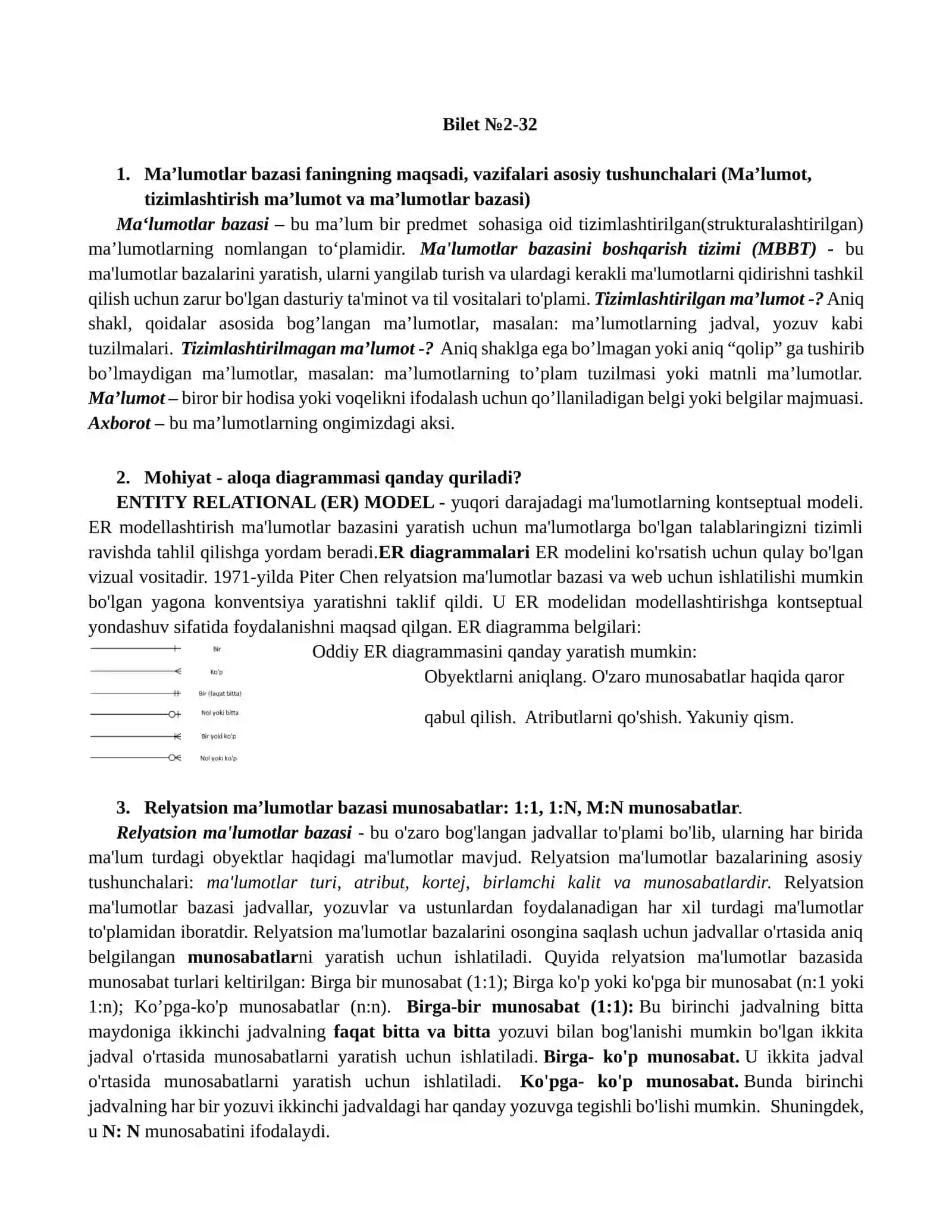 Ma’lumotlar bazasini boshqarish tizimi (MBBT) 3