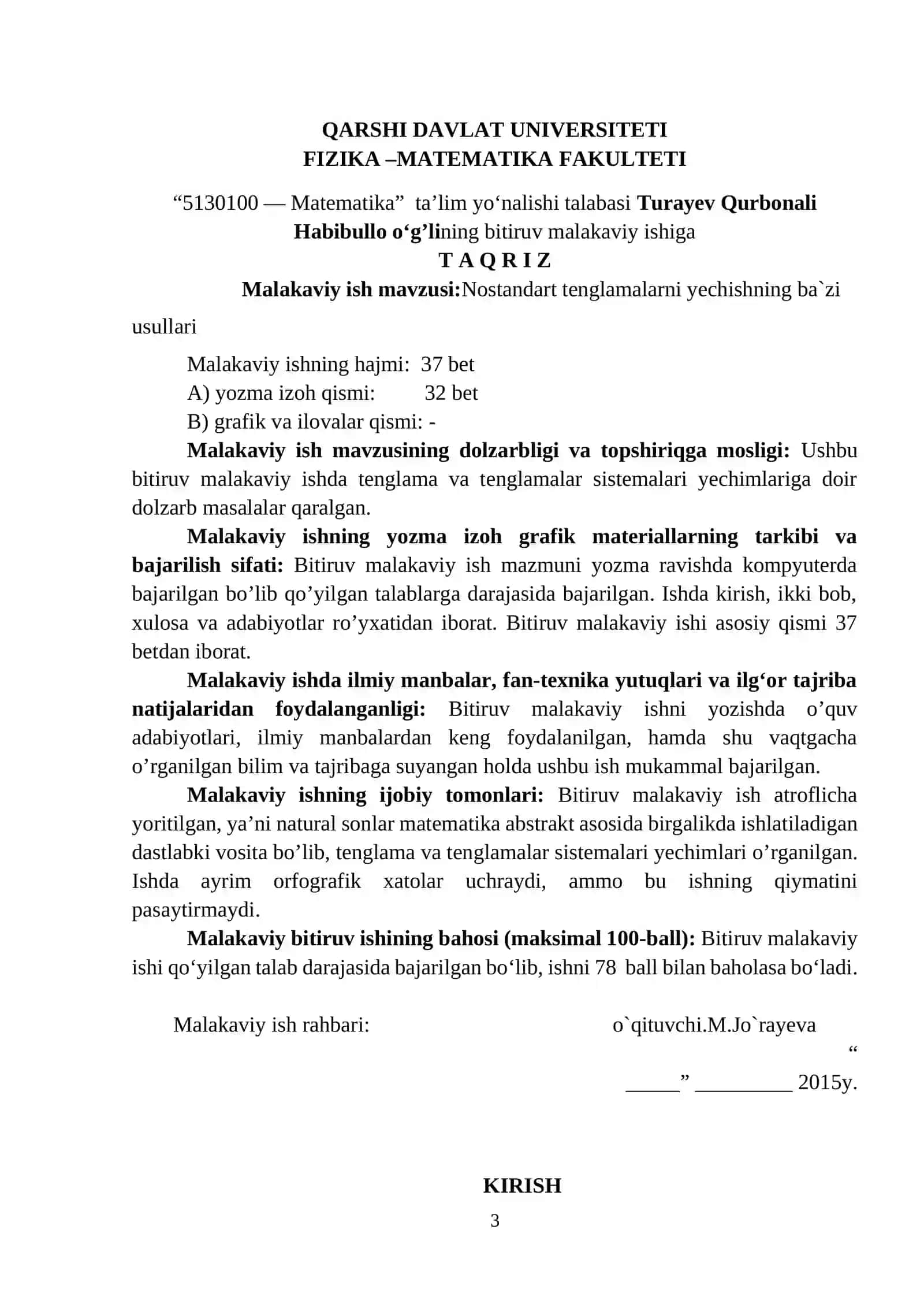 Nostandart tenglamalarni yechishning ba`zi usullari 3