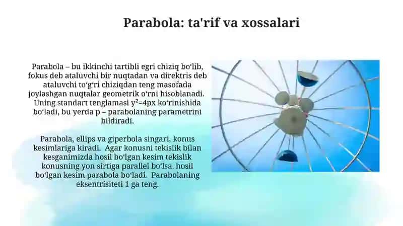 Parabola: ta'rif va xossalari 3