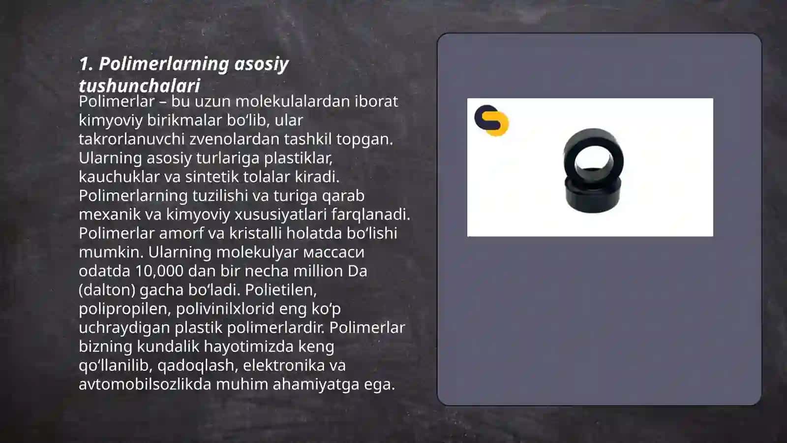 Polimerlar haqida slayd 3