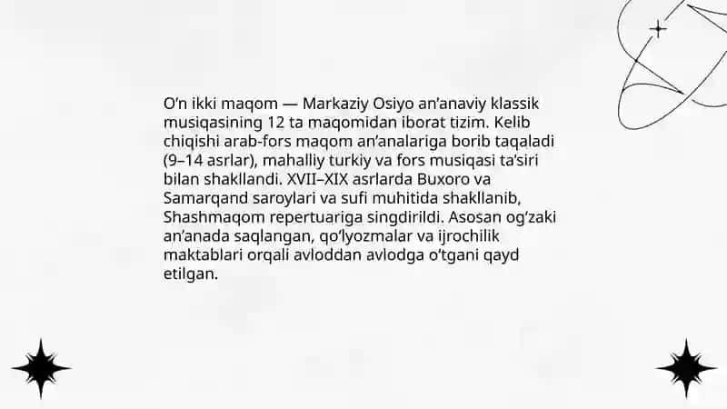 O’n ikki maqom Va Shashmaqom 3