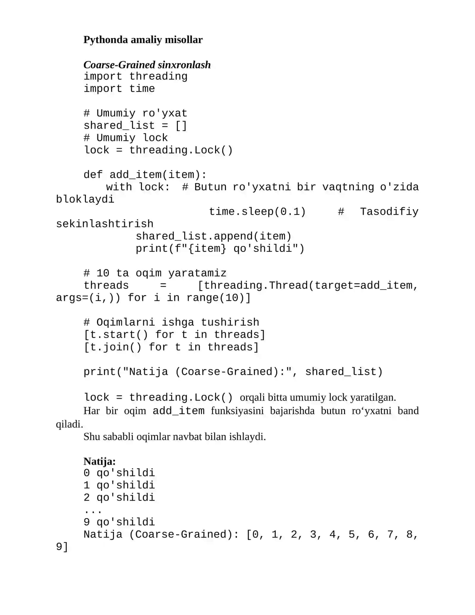 Maydalab (Fine-Grained) sinxronlash 3
