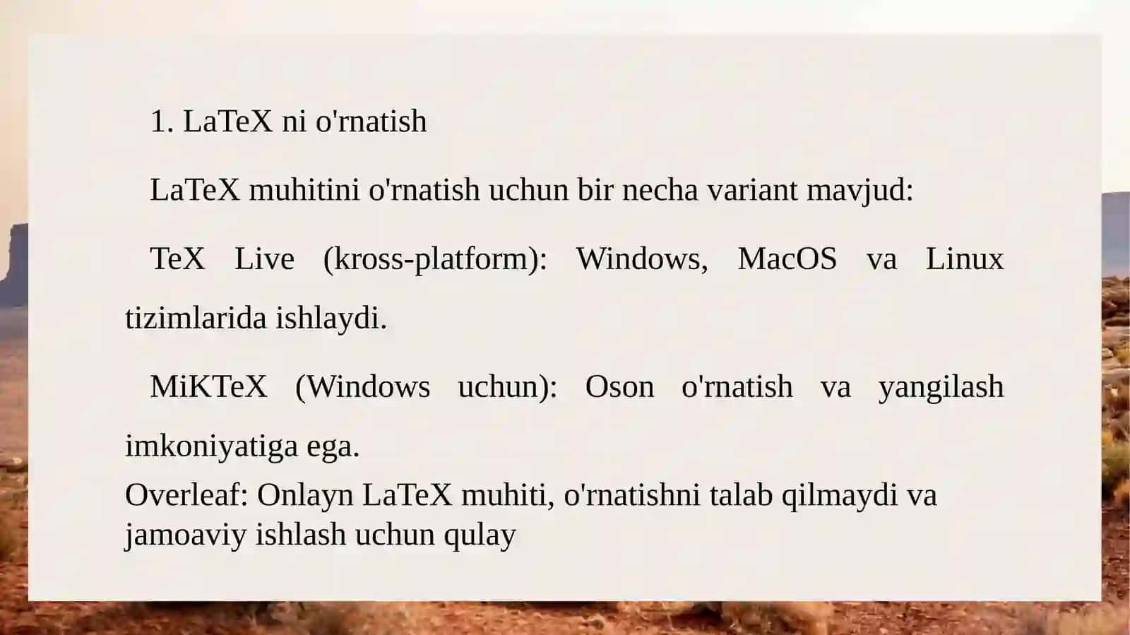 LaTeX bilan ishlash 3