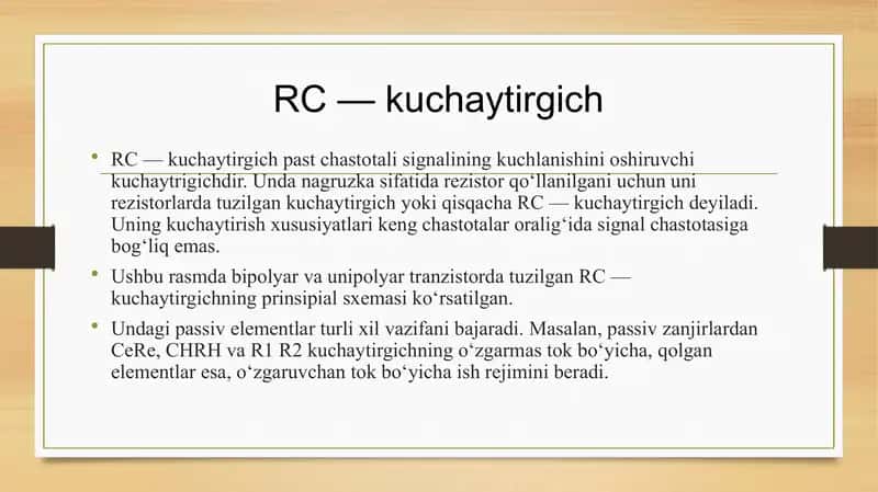 Kuchaytirgichlar. 3