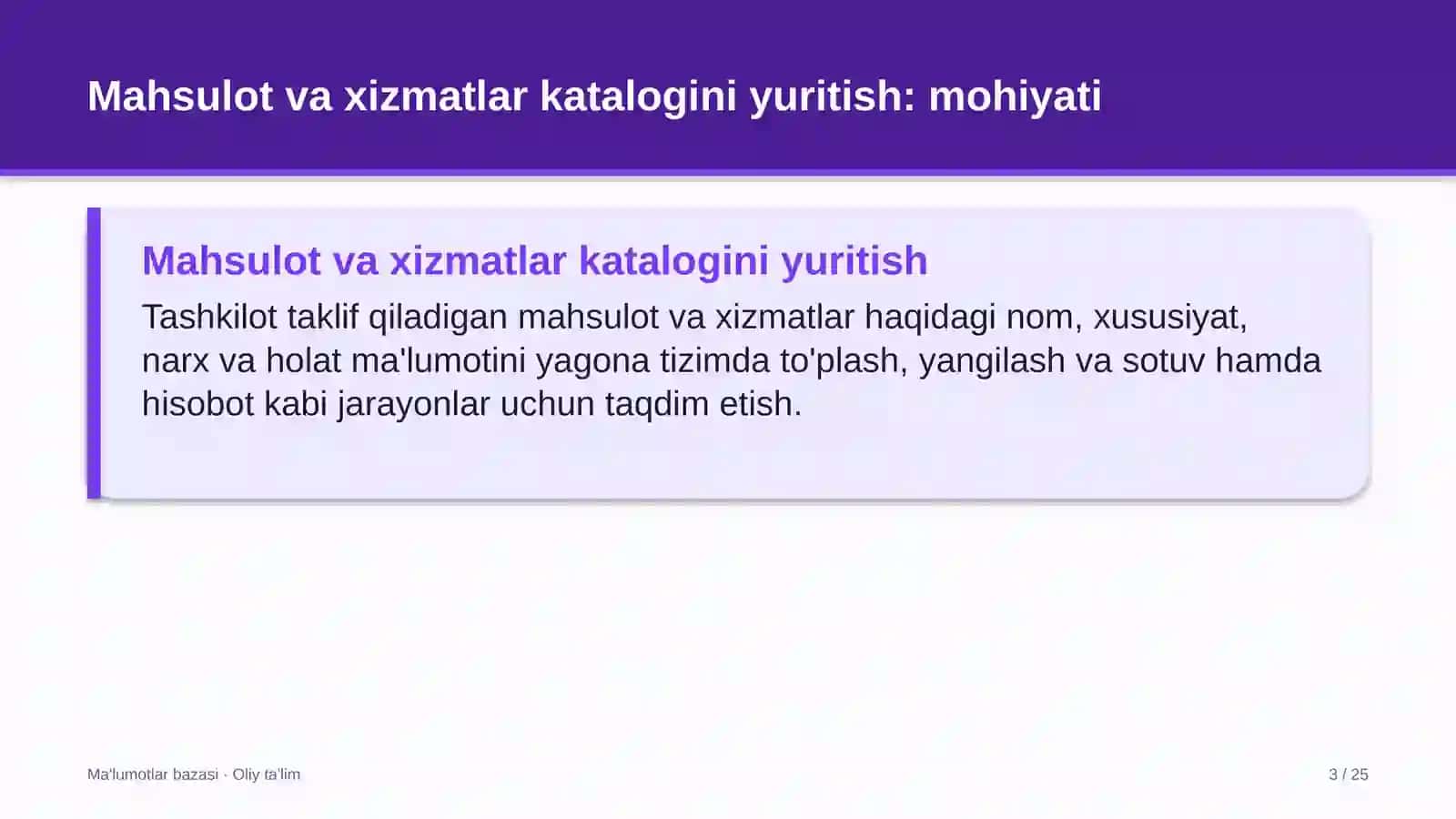 Turizmda mahsulot va xizmatlar katalogini yuritish 3