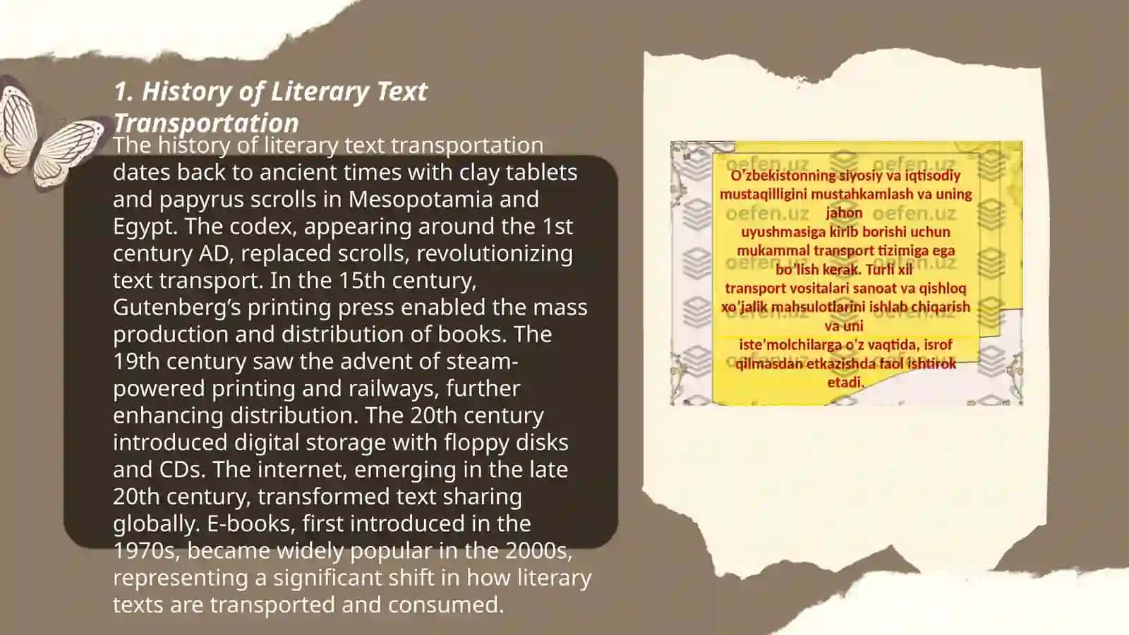 Transportation of literary text 3
