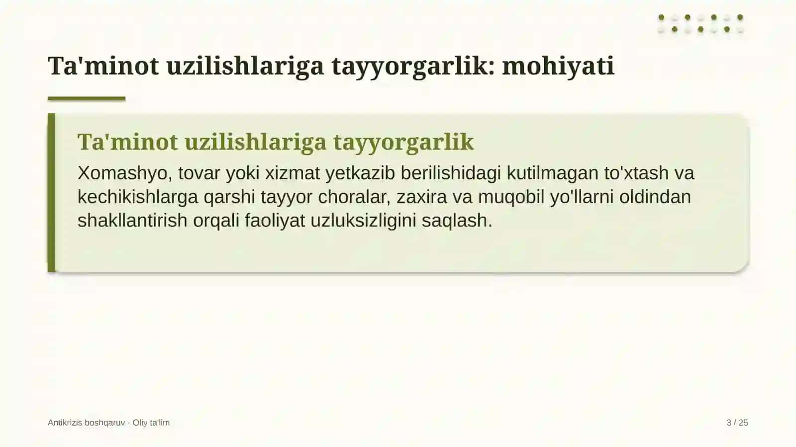 Antikrizis Boshqaruv · Oliy Ta'limesi 3