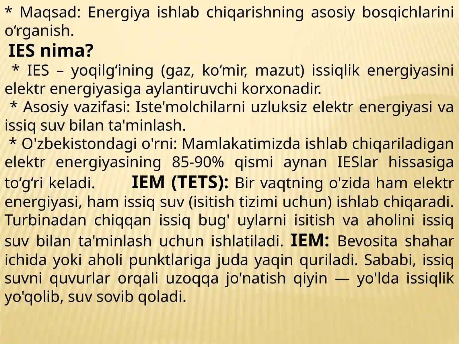 Issiqlik elektr stansiyalari (IES) va IEMlarning ishlash prinsipi 3
