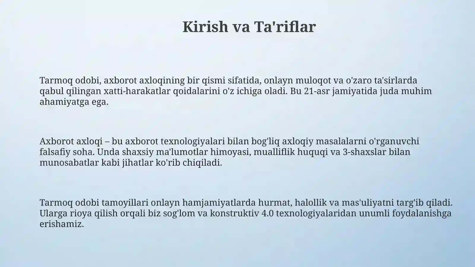 Tarmoq odobi. (Infoetika) 3
