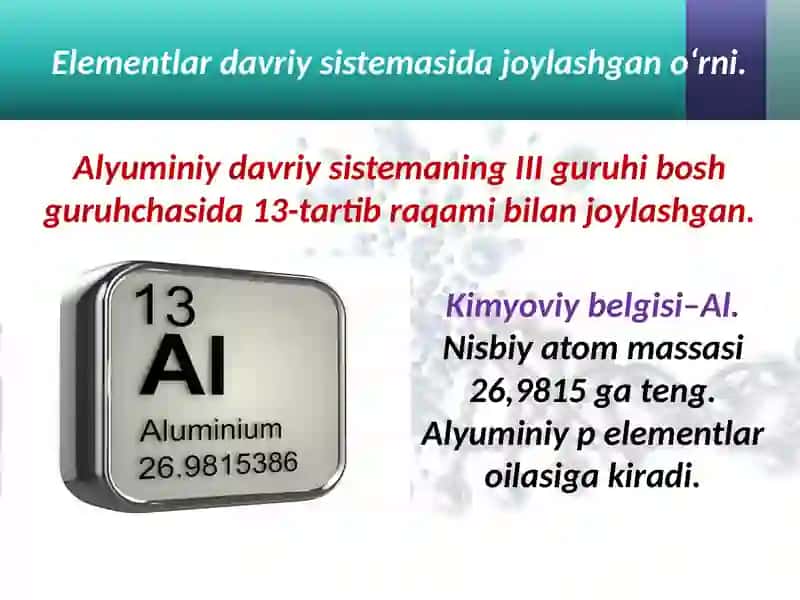 alyuminiy, 9-sinf kimyo 3