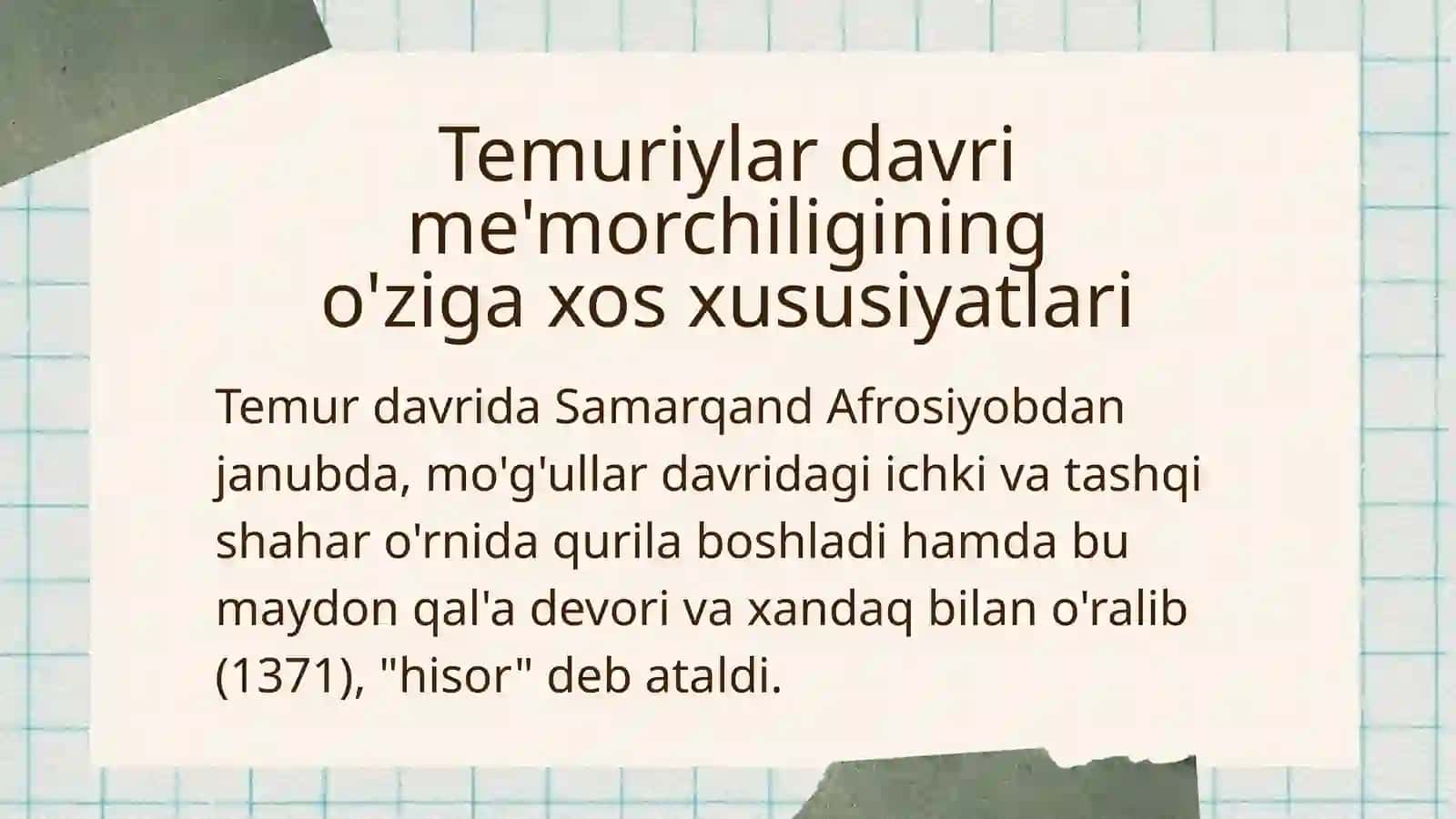 TEMURIYLAR DAVRIDA ME'MORCHILIGI 3