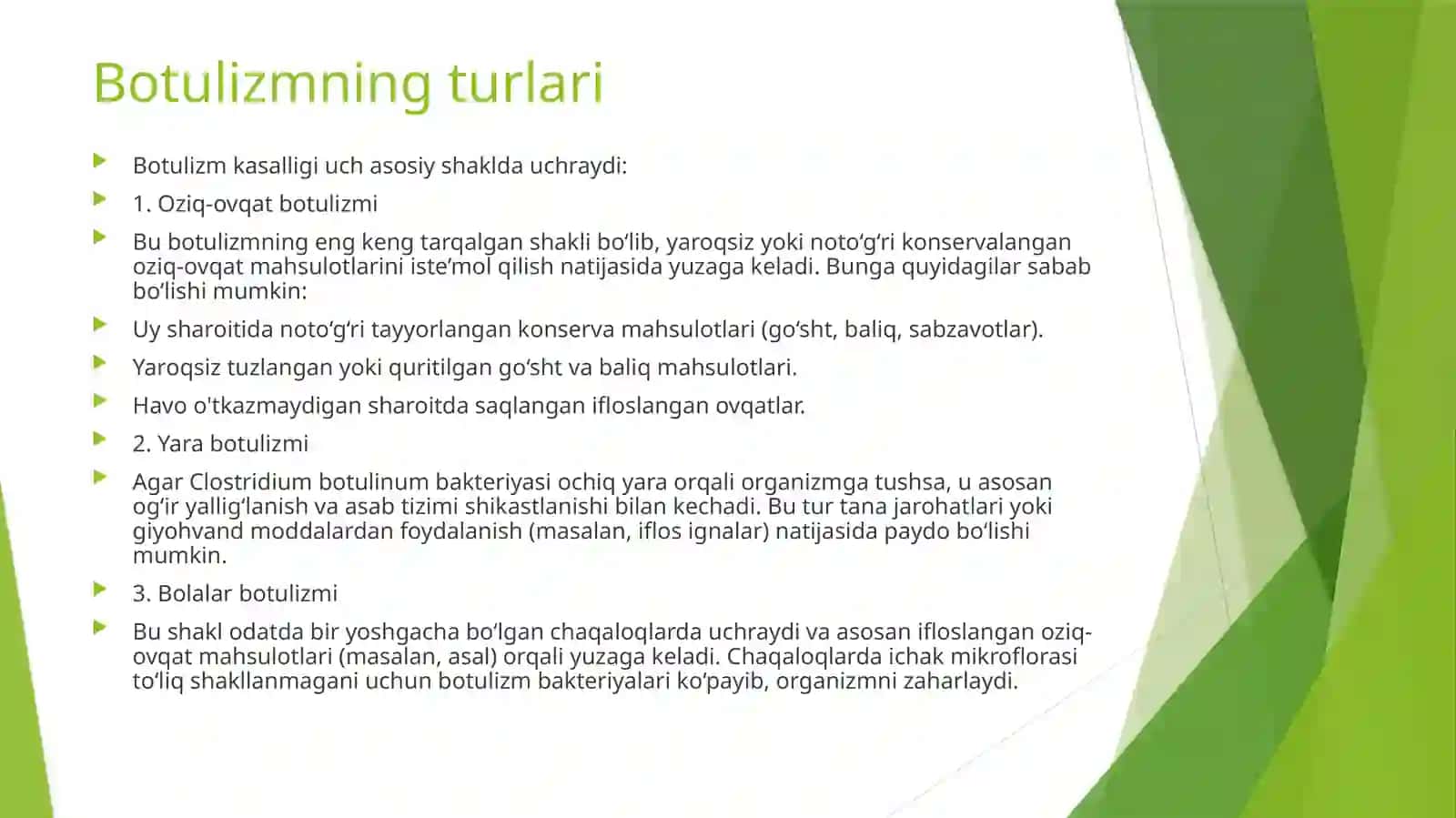 Botulizm bakteriali, xafli kasallik 3