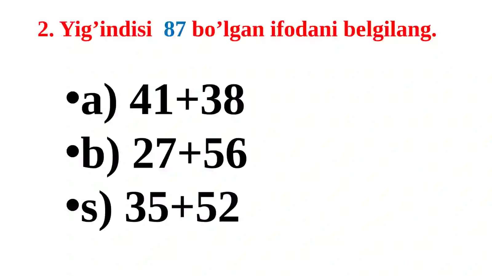 Matematika2-sinf IIchorak 3