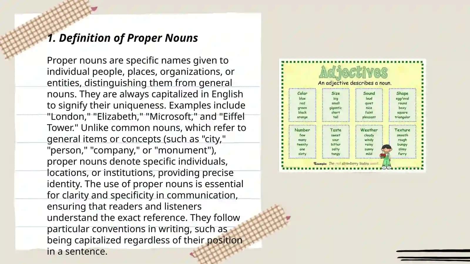 Explain proper and common nouns 3