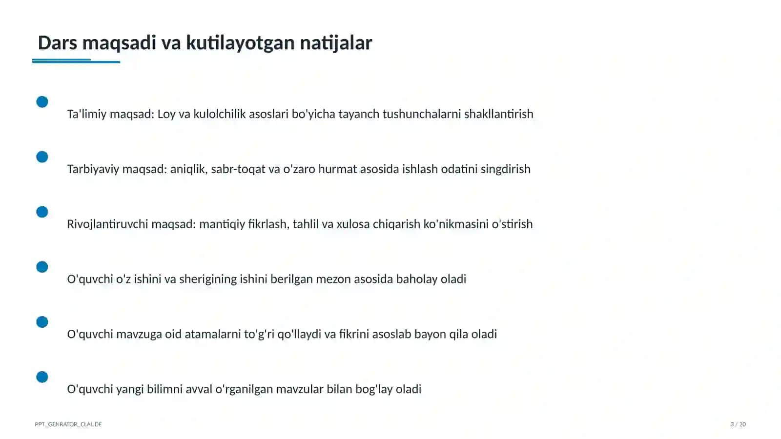 Loy va kulolchilik asoslari (4-sinf) 3