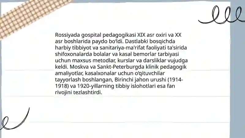 Rossiyada gospital pedagogika fanining rivojlanish tarixi 3