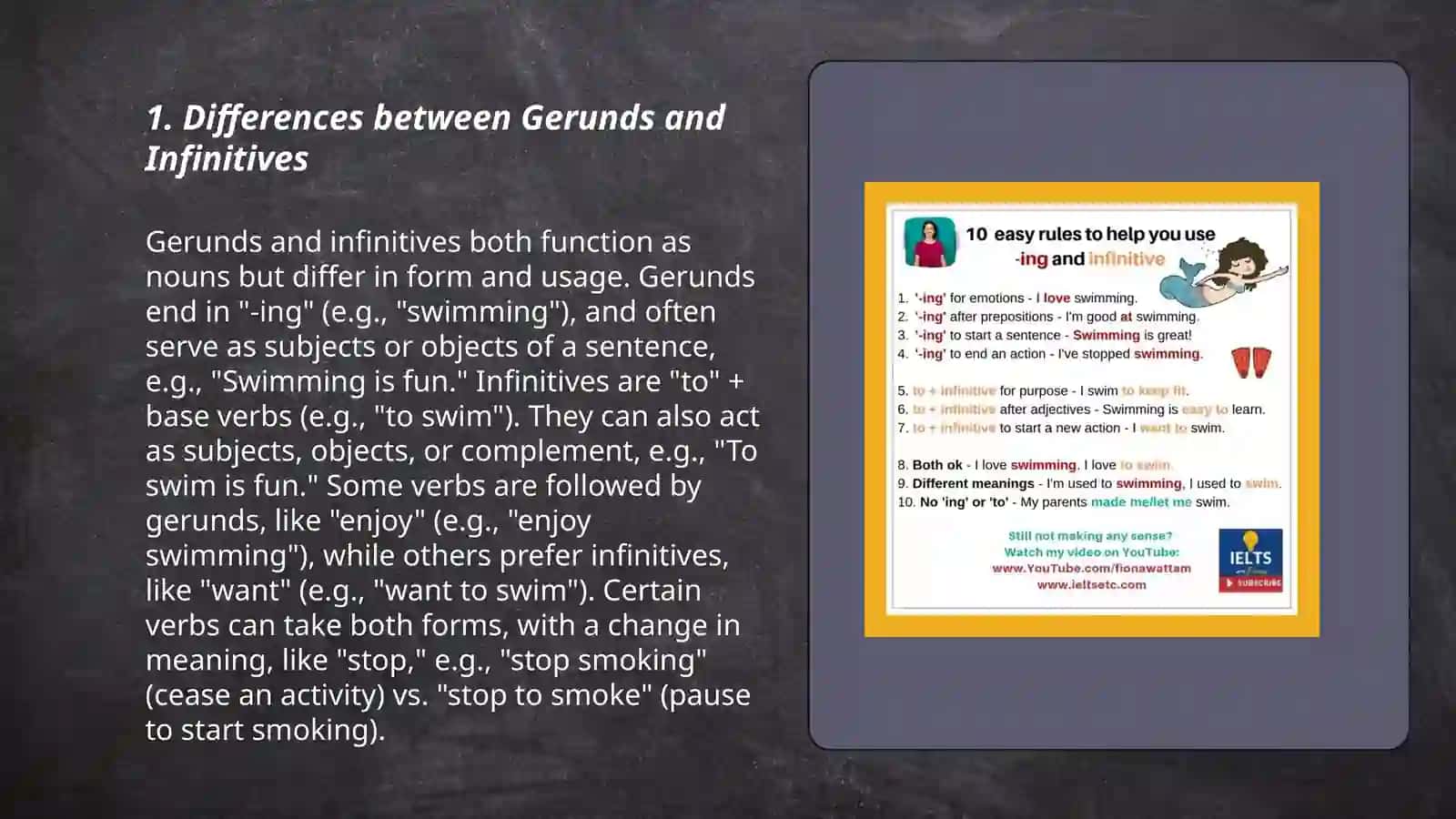 Using verbs with -ing and infinitive 3
