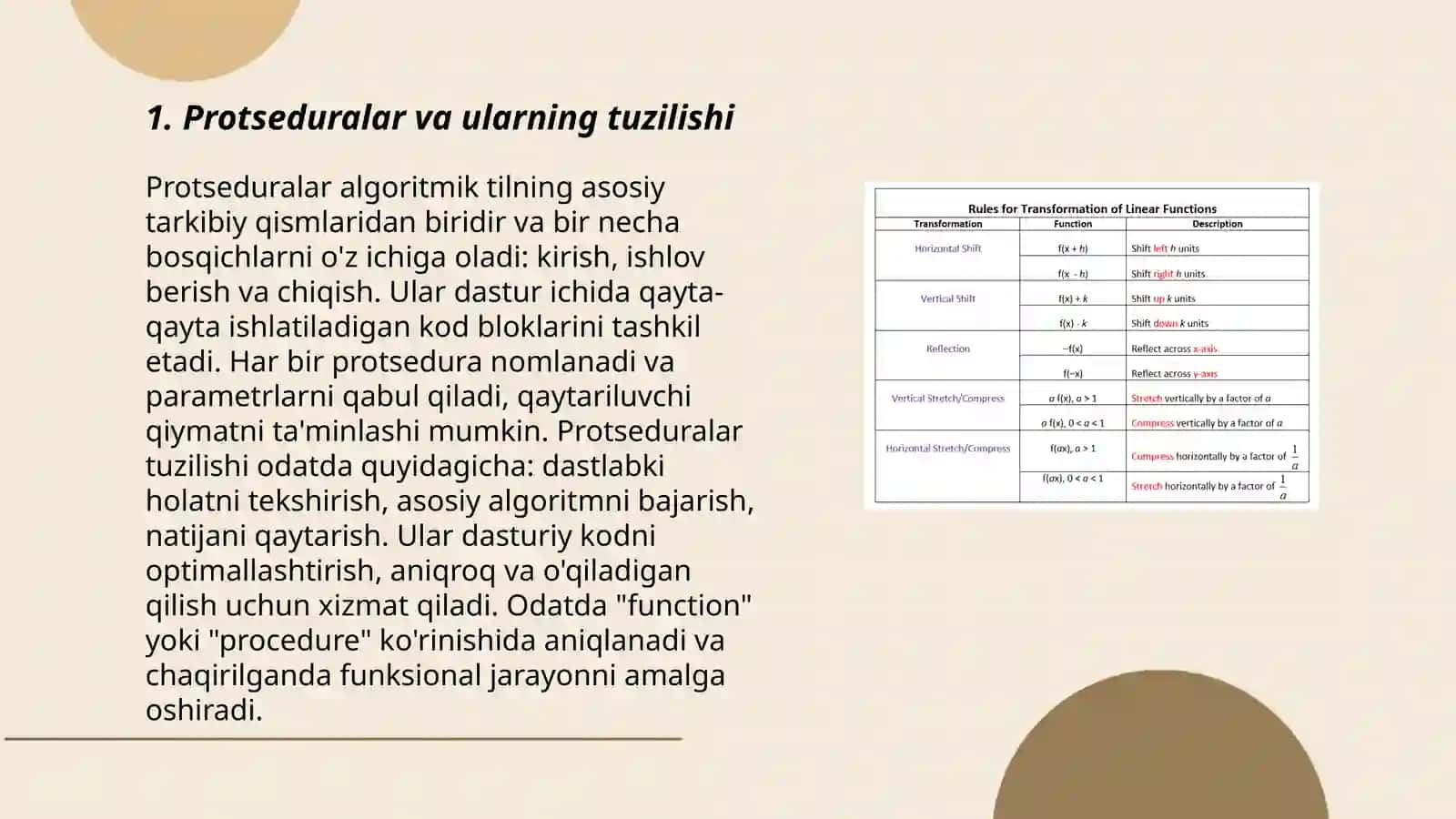 Protseduralar va funksiyalar 3
