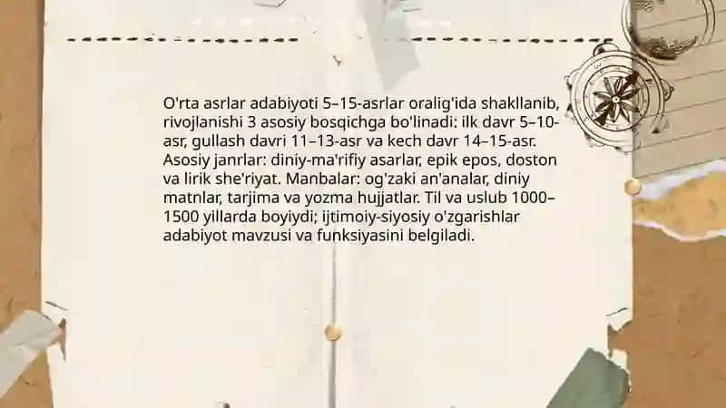 O'rta asrlar adabiyoti 3