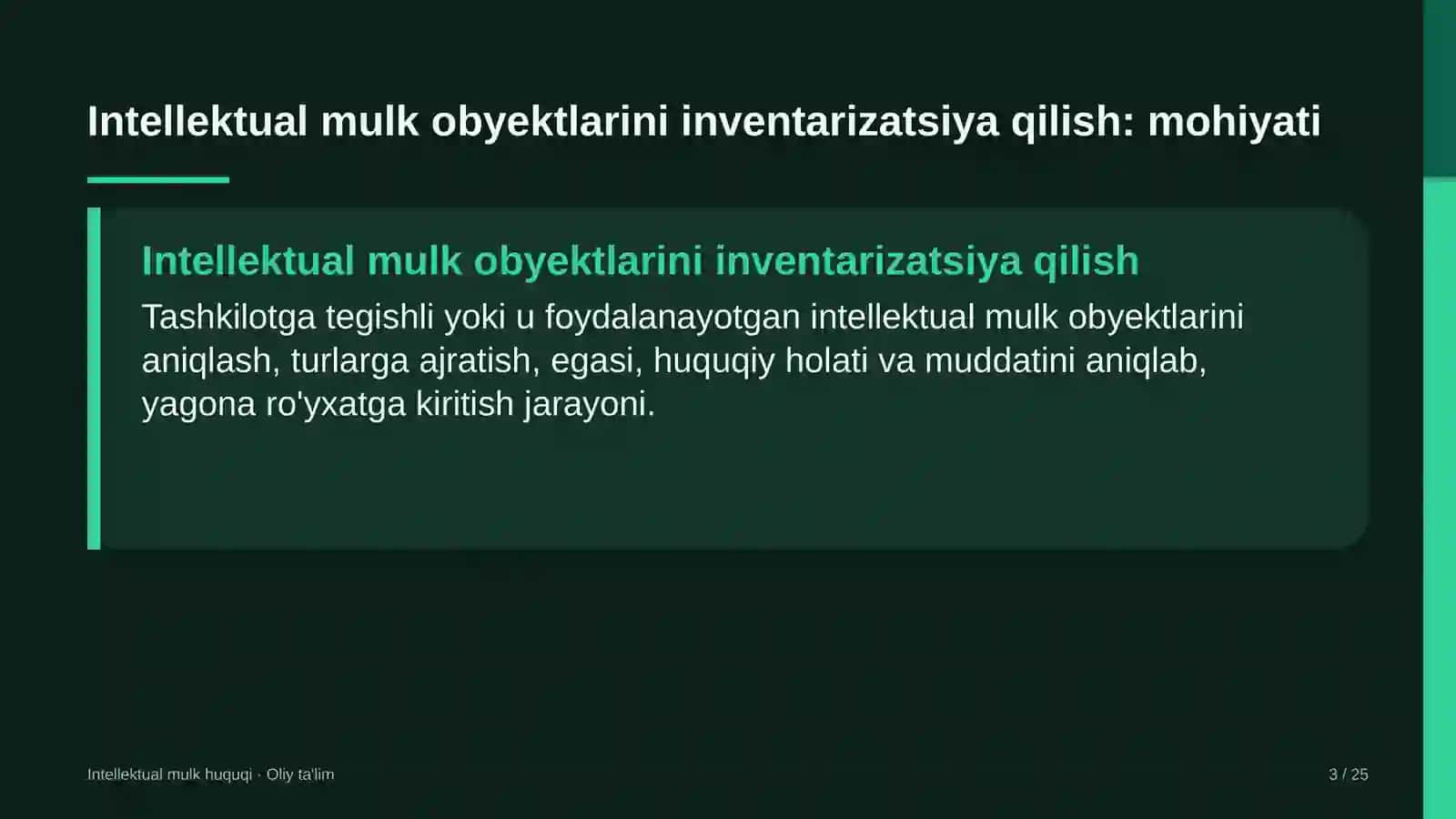 Intellektual Mulk Huquqi · Oliy Ta'lim 3