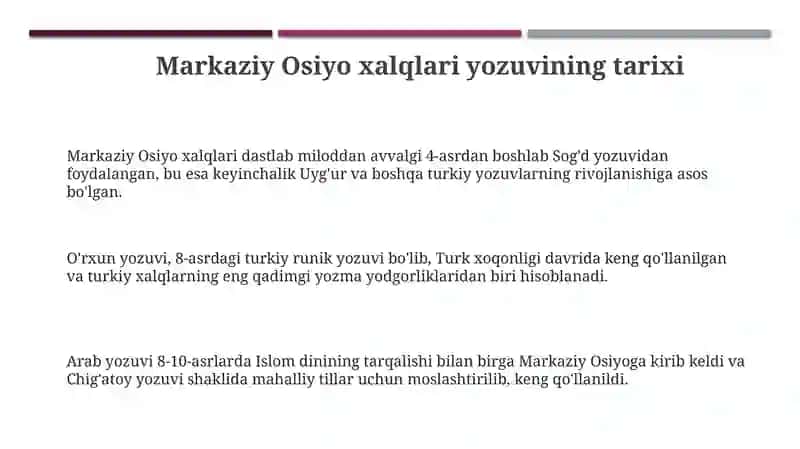 O‘rta Osiyo xalqlarining yozuv tarixi 3