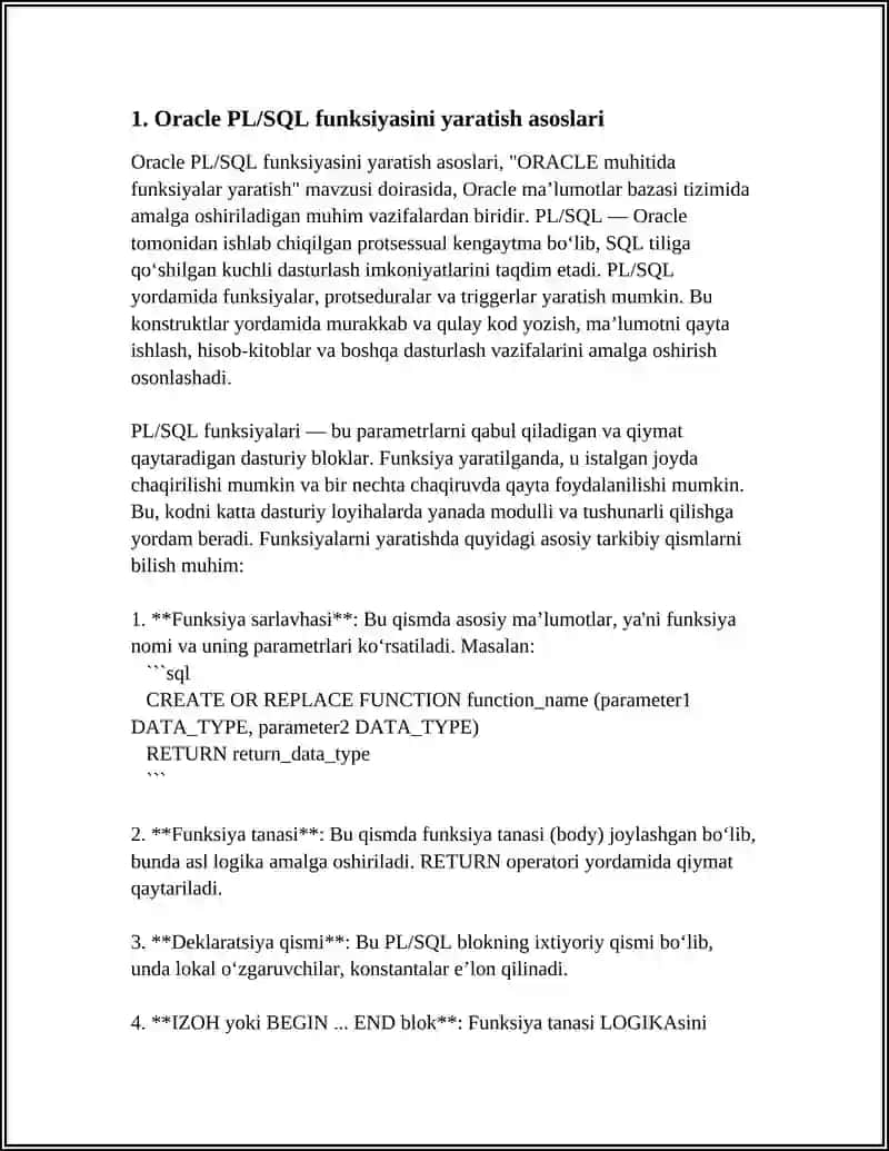 ORACLE MUHITIDA FUNKSIYALAR YARATISH 3