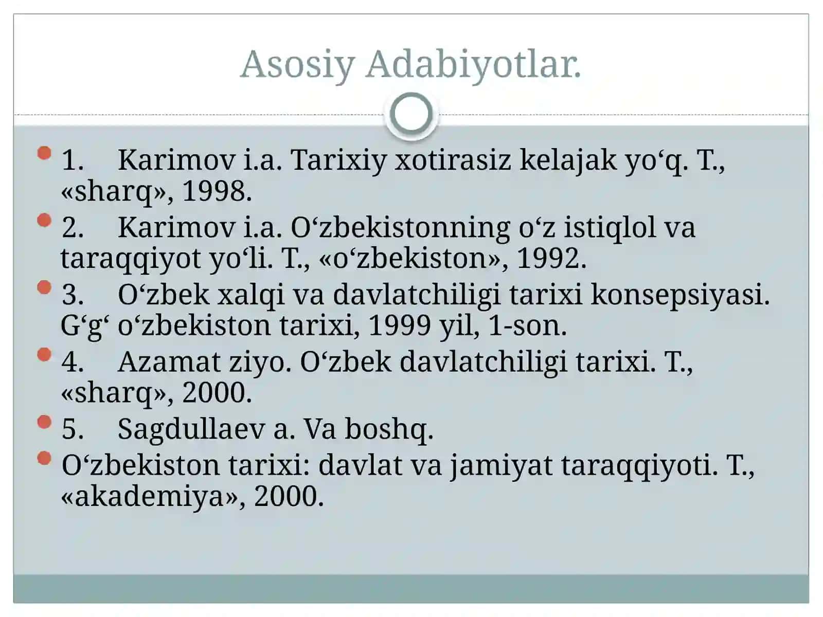oʻzbek davlatchiligi tarixi faniga kirish 3