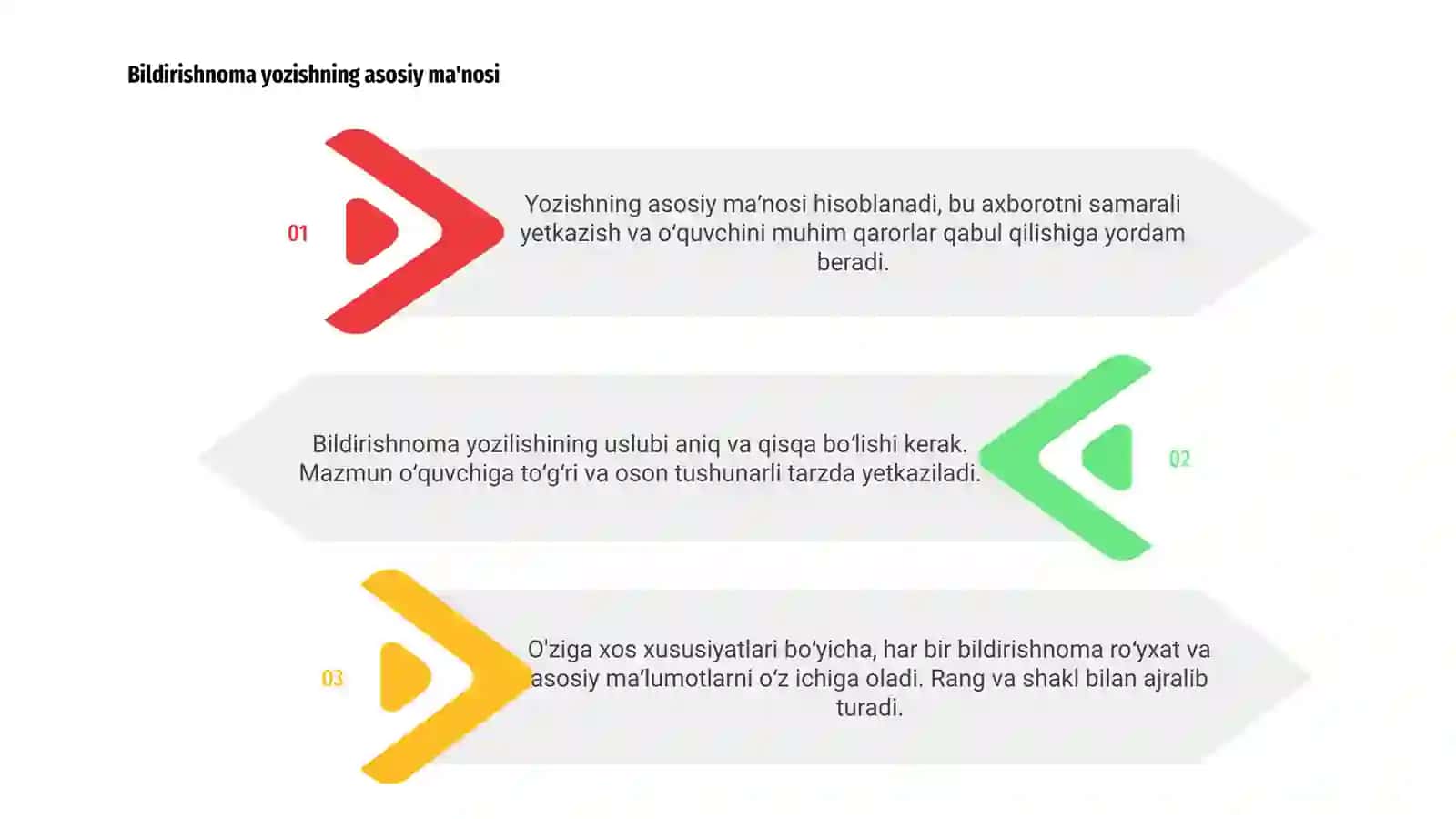 Bildirishnoma yozilish uslubi va o'ziga xos xususiyatlari 3