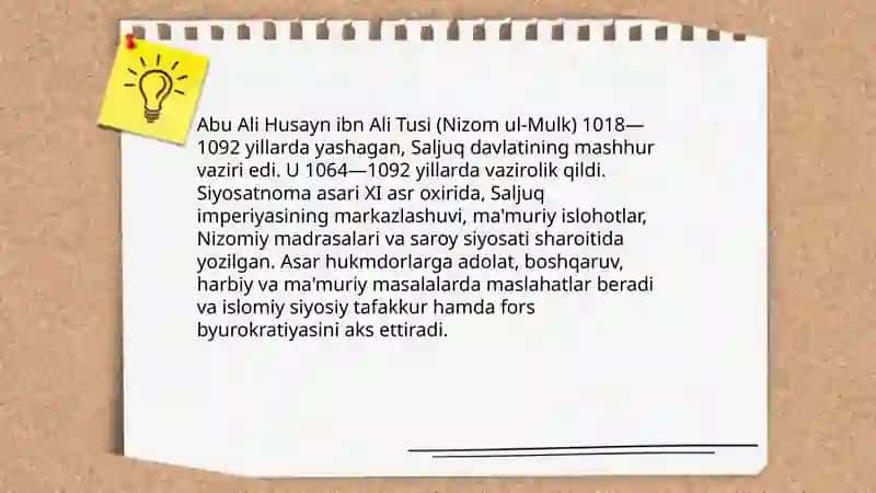 Nizom ul-Mulk "Siyosatnoma" asari 3
