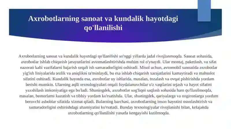 Axrobot xossalari 3