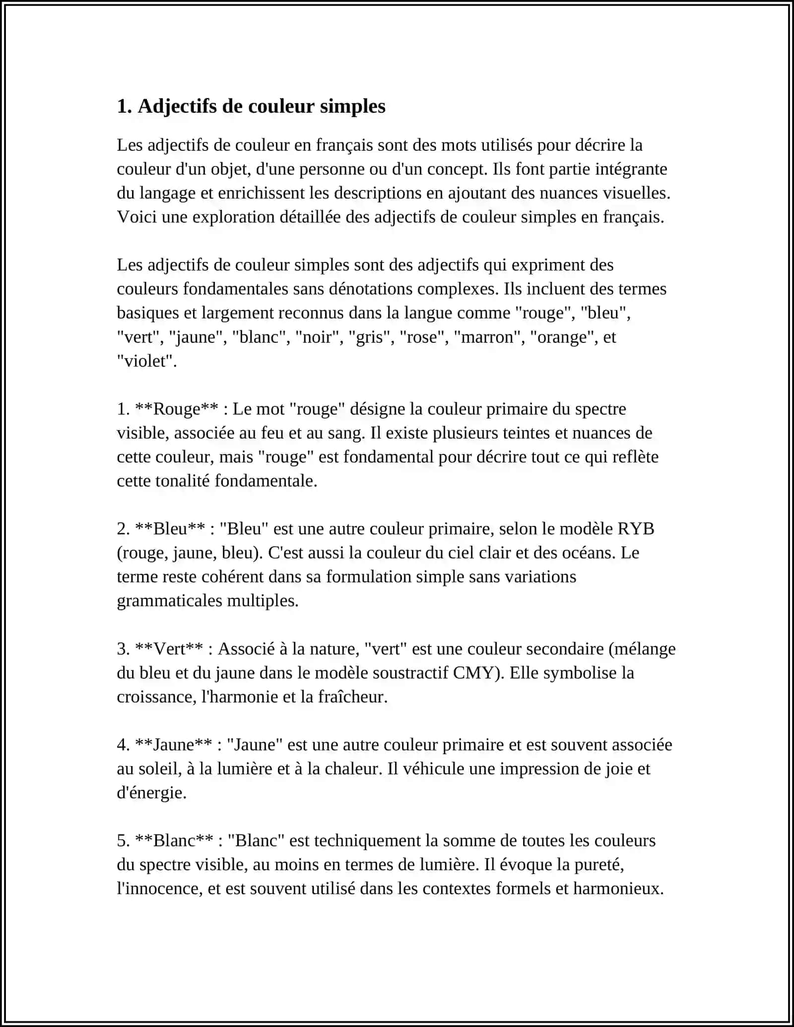 Adjectifs de couleur 3