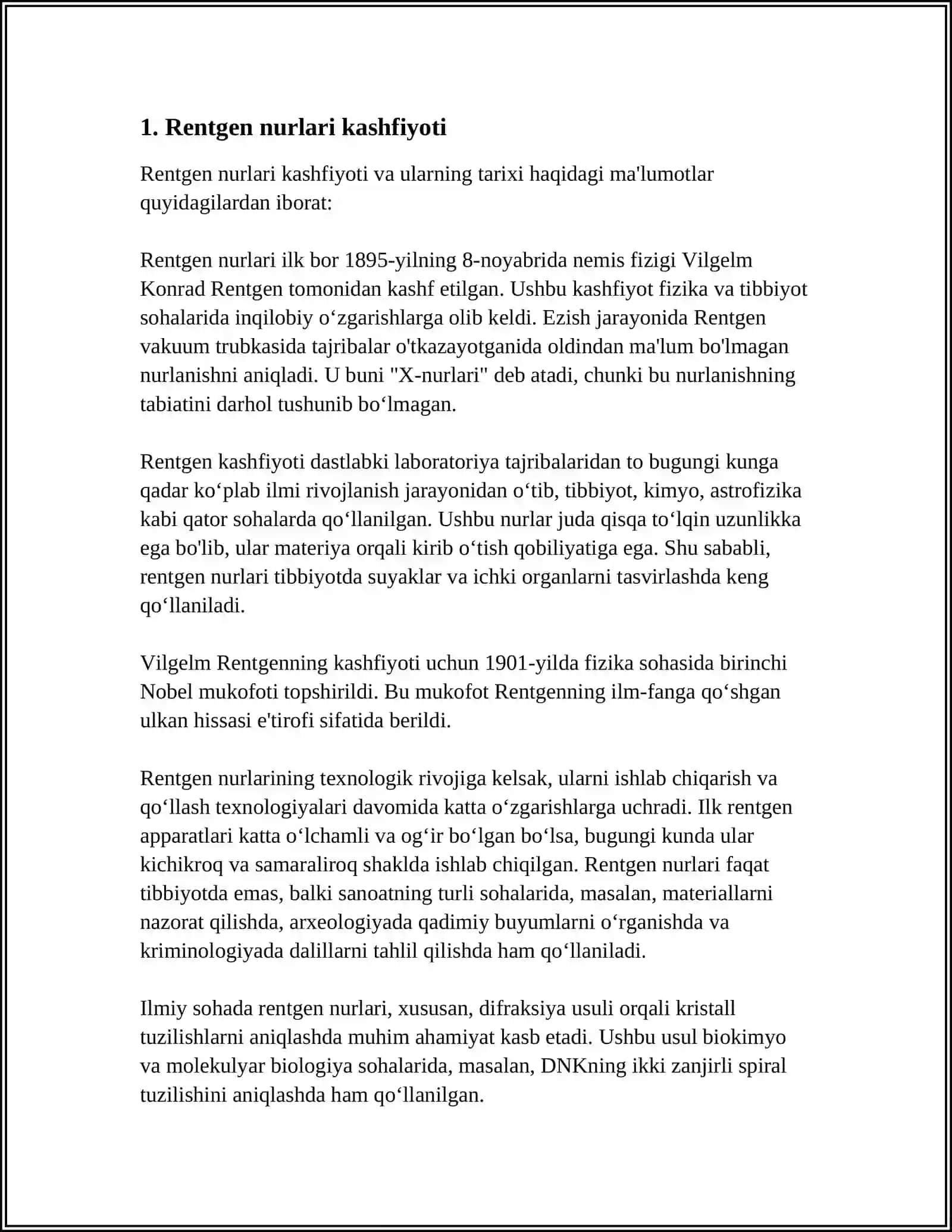 RENTGEN NURLARI. ELEKTROMAGNIT TO'LQINLAR 3