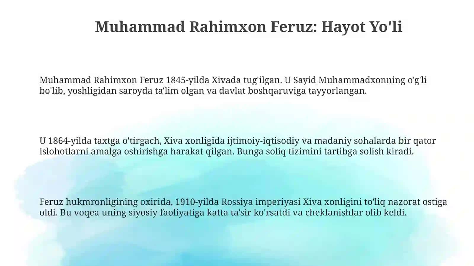 Muhammad Rahimxon//Feruz hayoti va ijodi 3