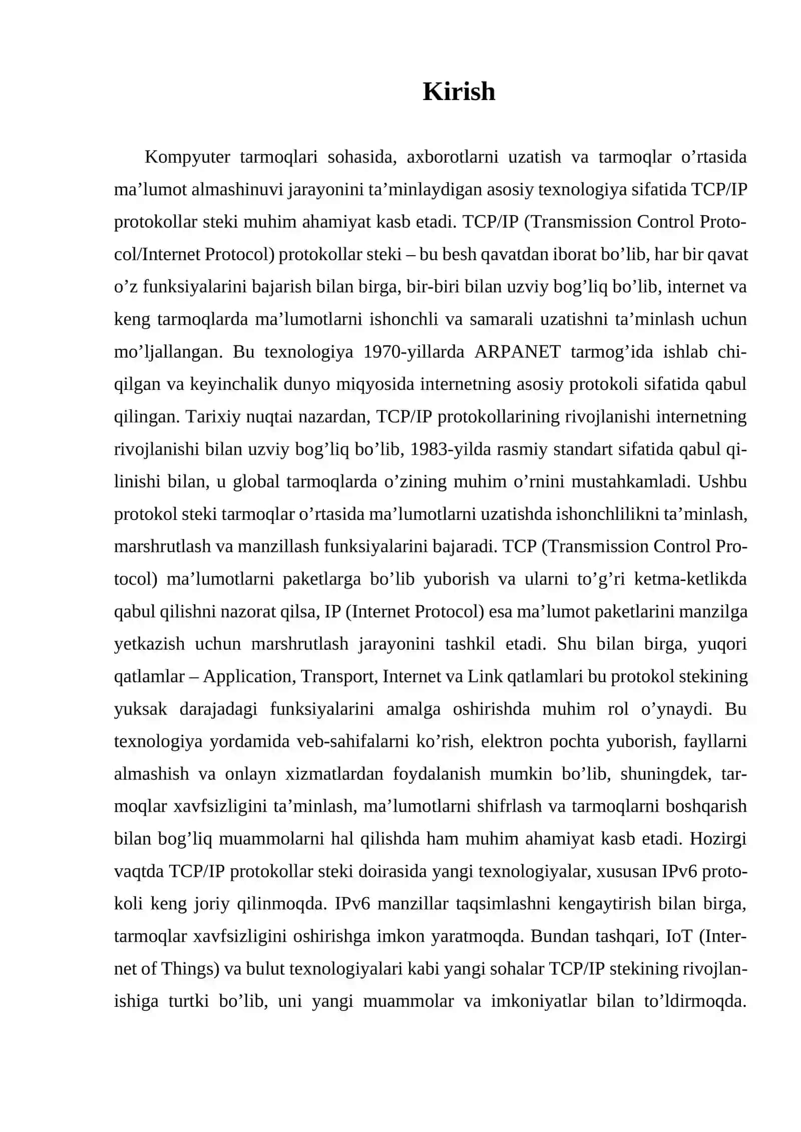 TCPIP Protokollar steki: Amaliy pog'ona 3