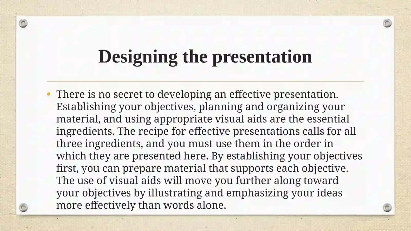 Presentation. Developing presentation techniques and visual aids 3