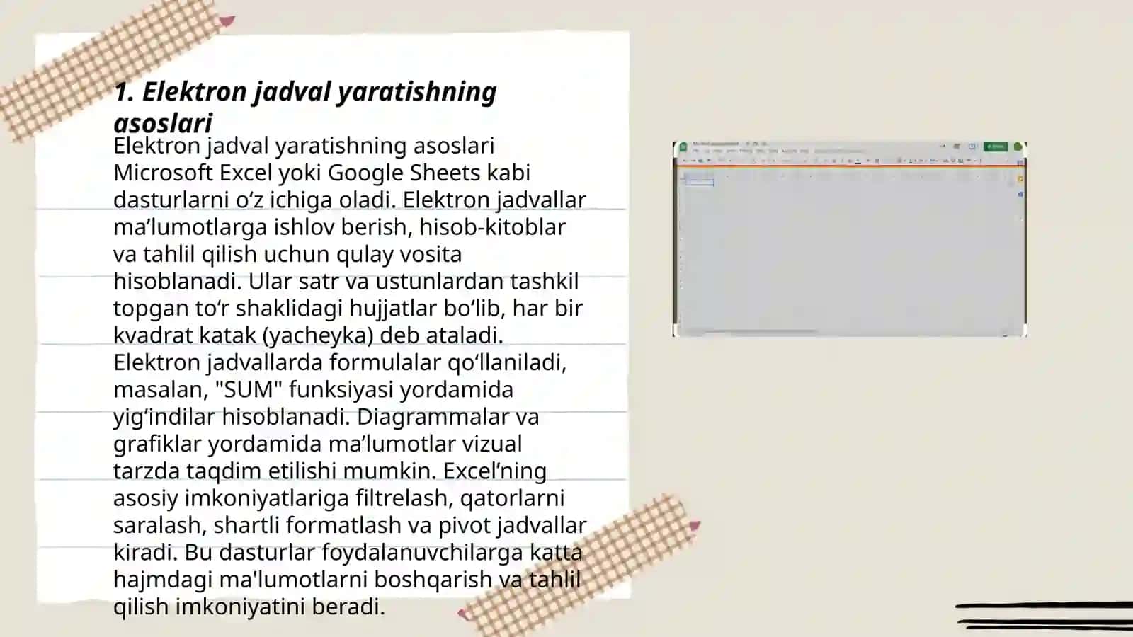 Elektron jadval yaratish 3