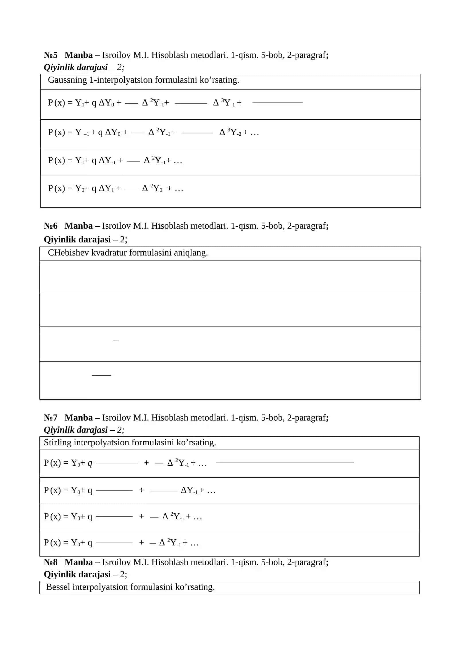 Hisoblash usullari 3