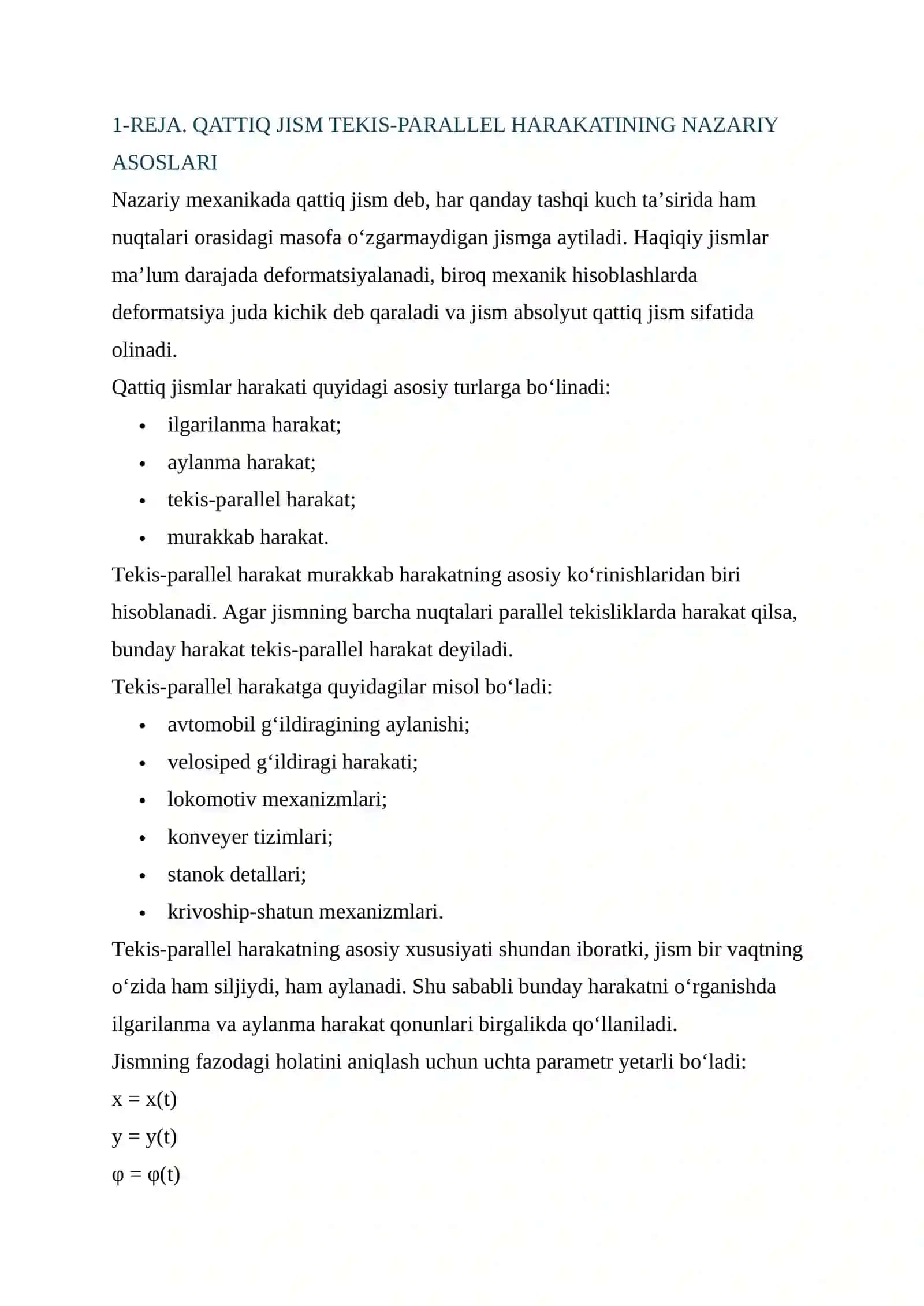 QATTIQ JISMNING TEKIS-PARALLEL HARAKATI 3