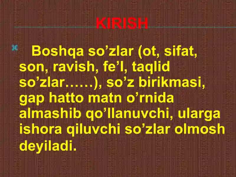 Olmosh turlari 3