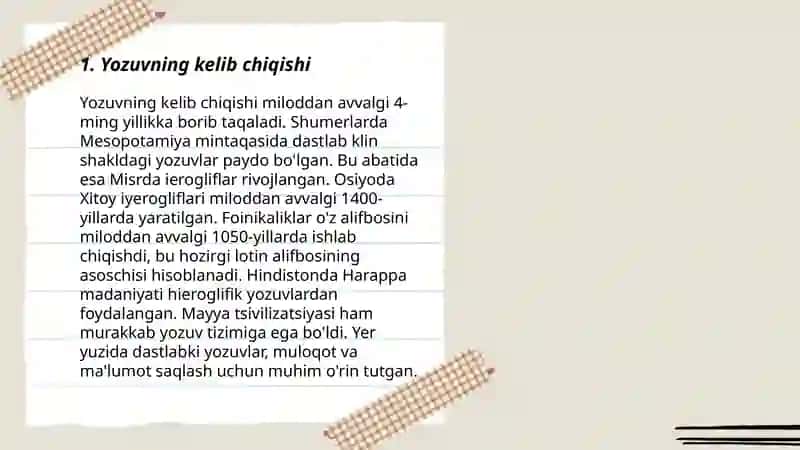 Yozuv va uning rivojlanish tarixi 3