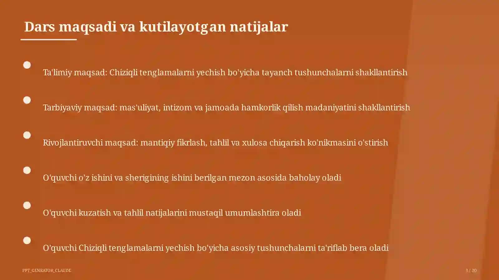 Chiziqli tenglamalarni yechish (6-sinf) 3